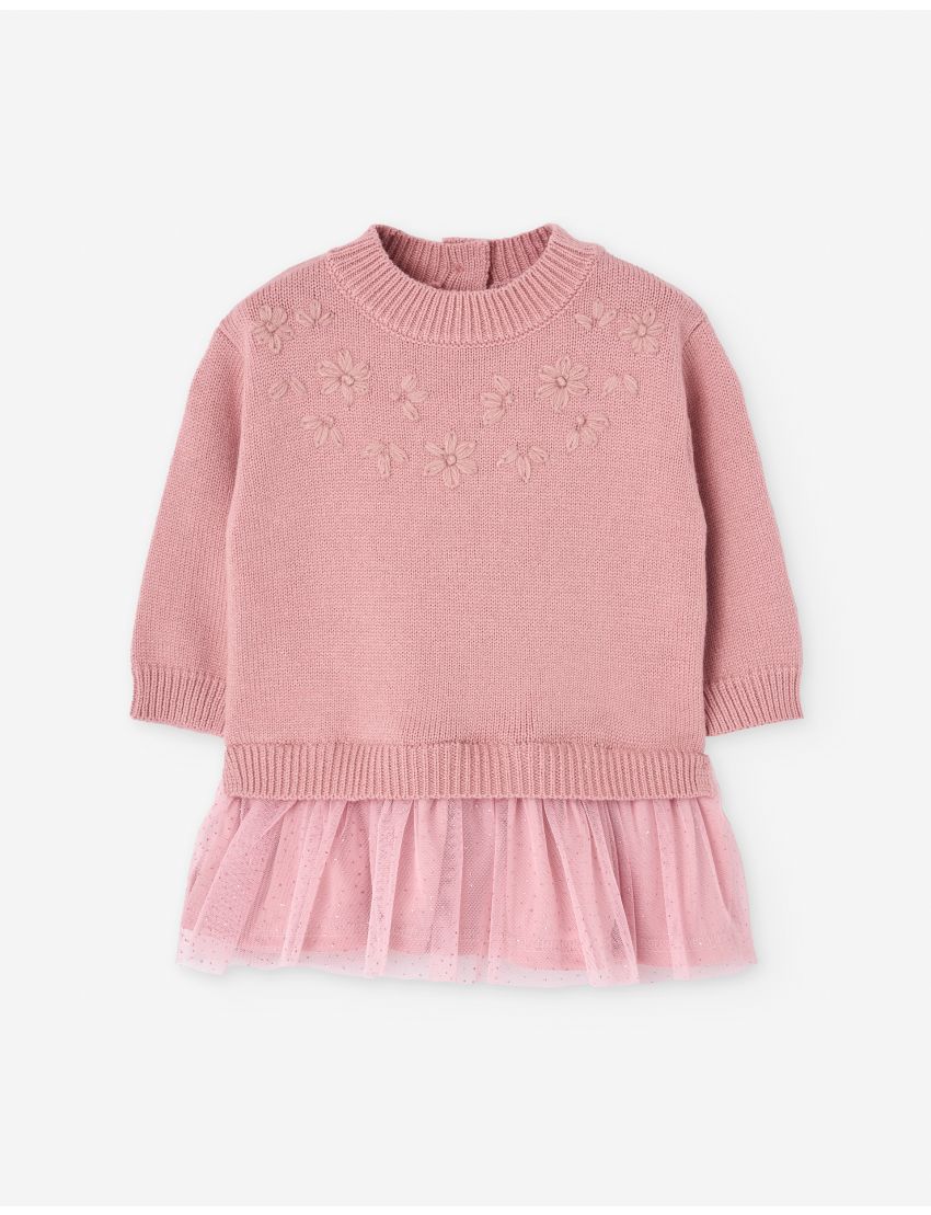 Vestido Rosa Malha c/ Tul