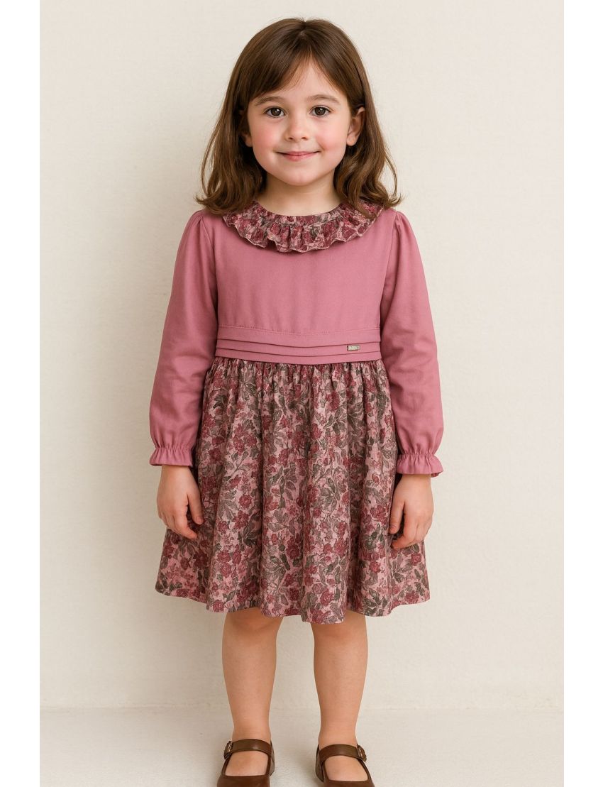 Vestido Floral Peito Rosa